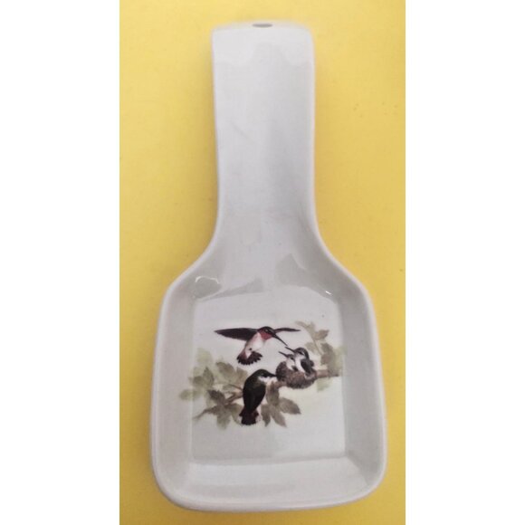 Otagiri Japan Spoon Rest Hummingbirds Nesting, Hangable 9" x 3 1/4" - Picture 9 of 9